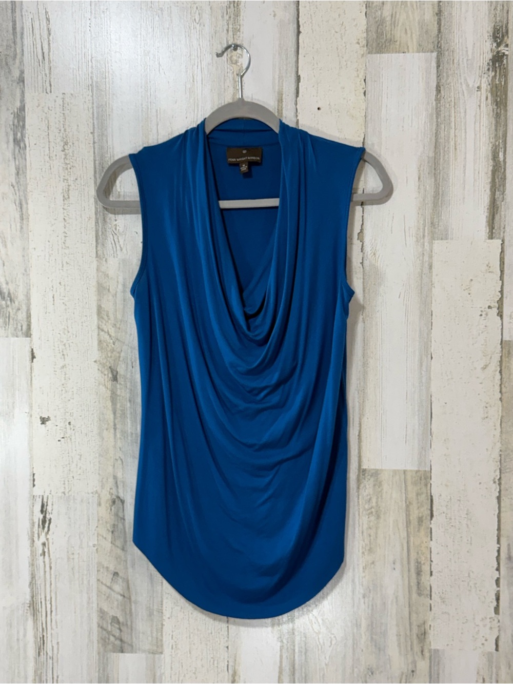 Fenn Wright Manson Blue Draped Cowl Neck Sleeveless Camisole